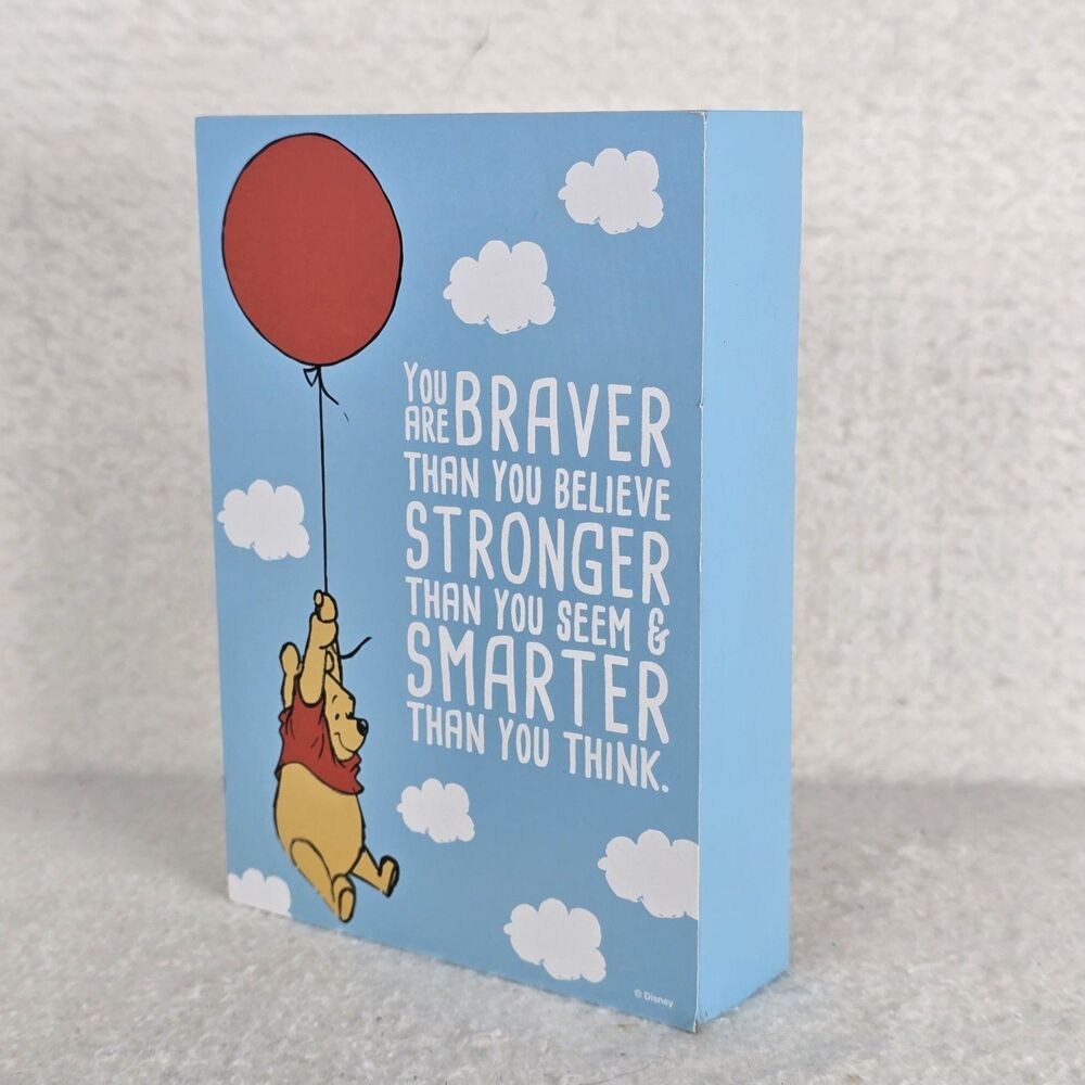 Disney Winnie the Pooh 5x7 in Wooden Wall Sign Nursery Brave Strong Smart